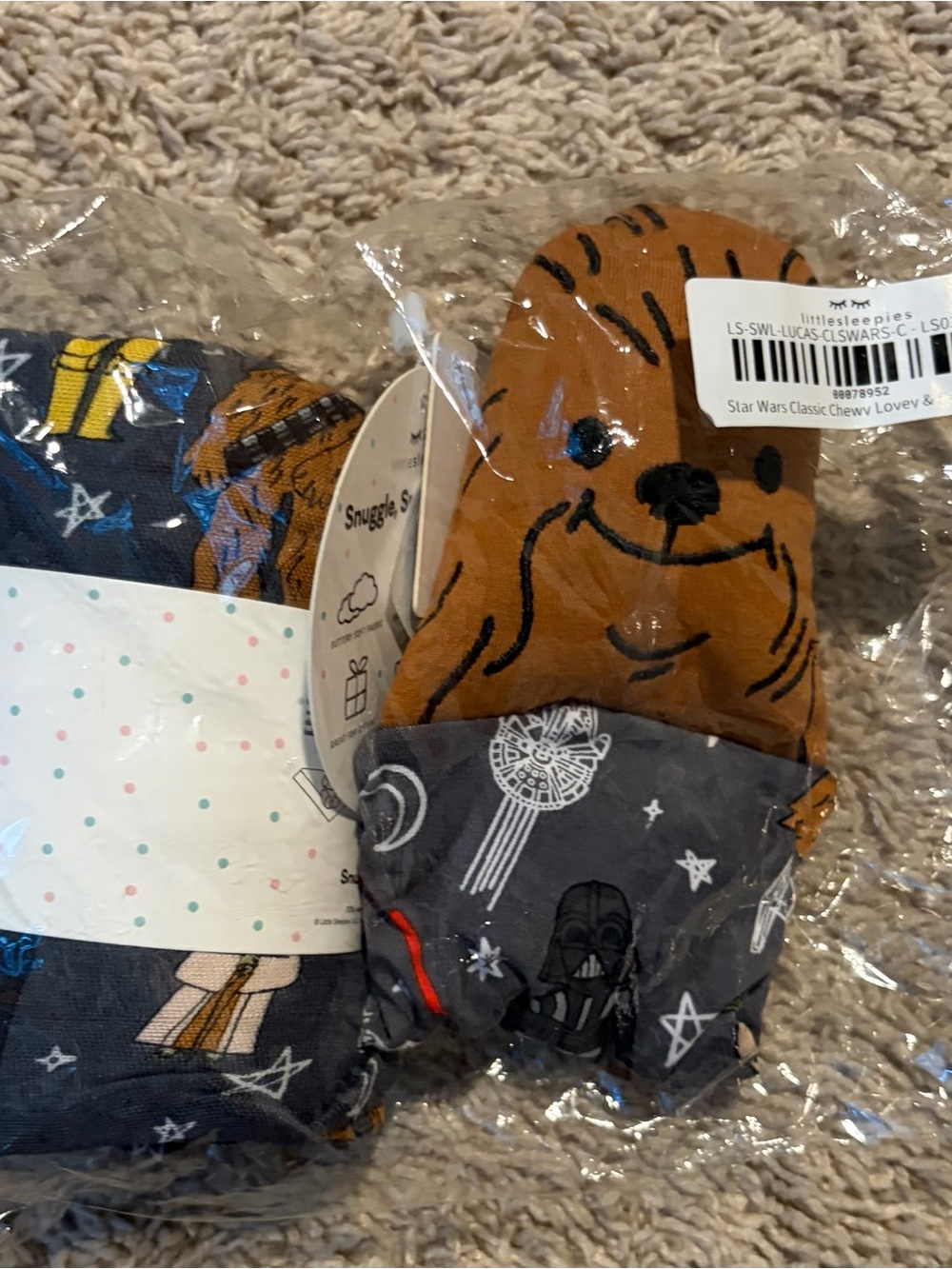 Little Sleepies Star Wars Classic Chewy Lovey & Swaddle Set NEW